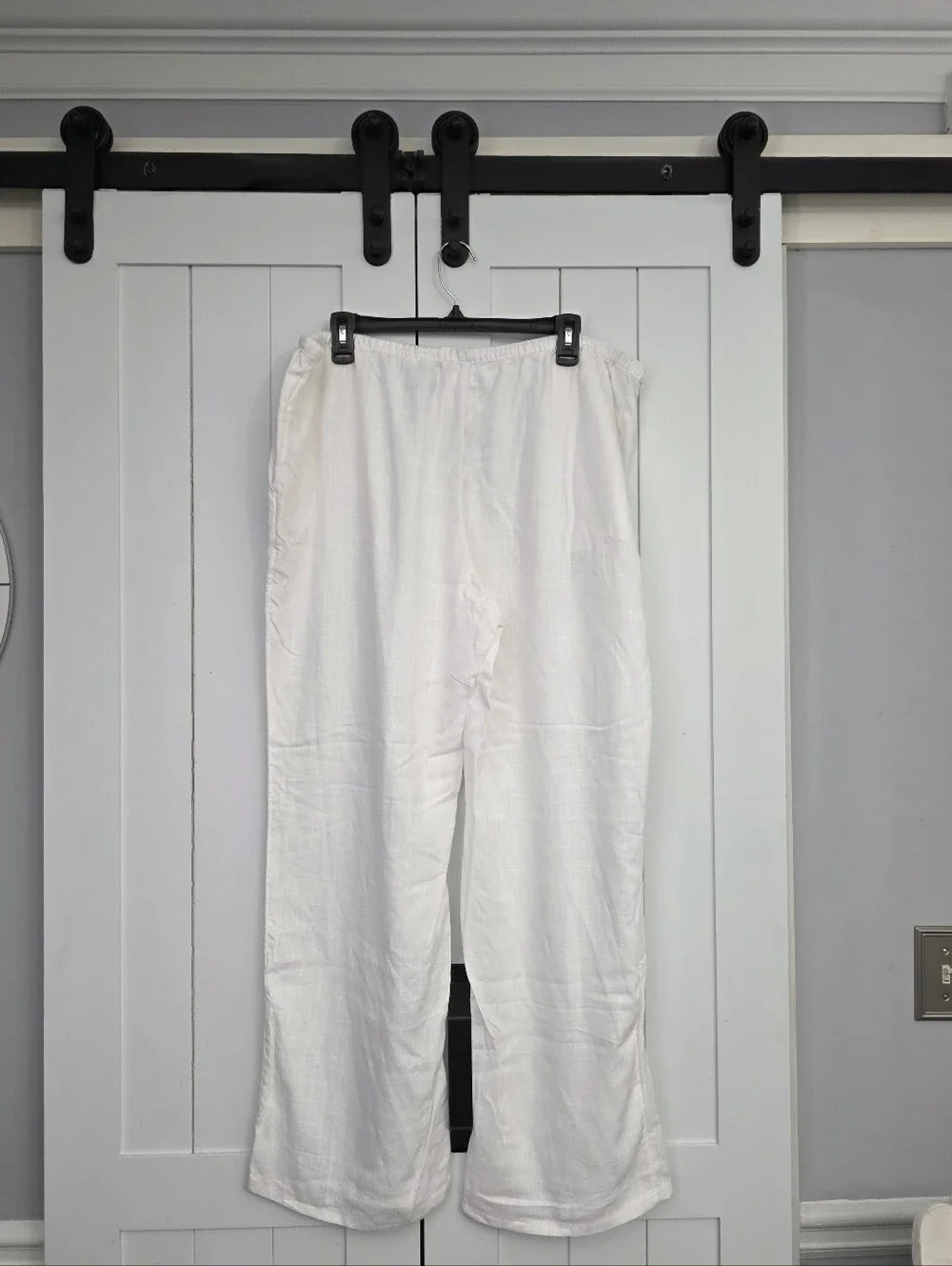 H&M White Linen-Blend Wide Leg Drawstring Pants. NEW!